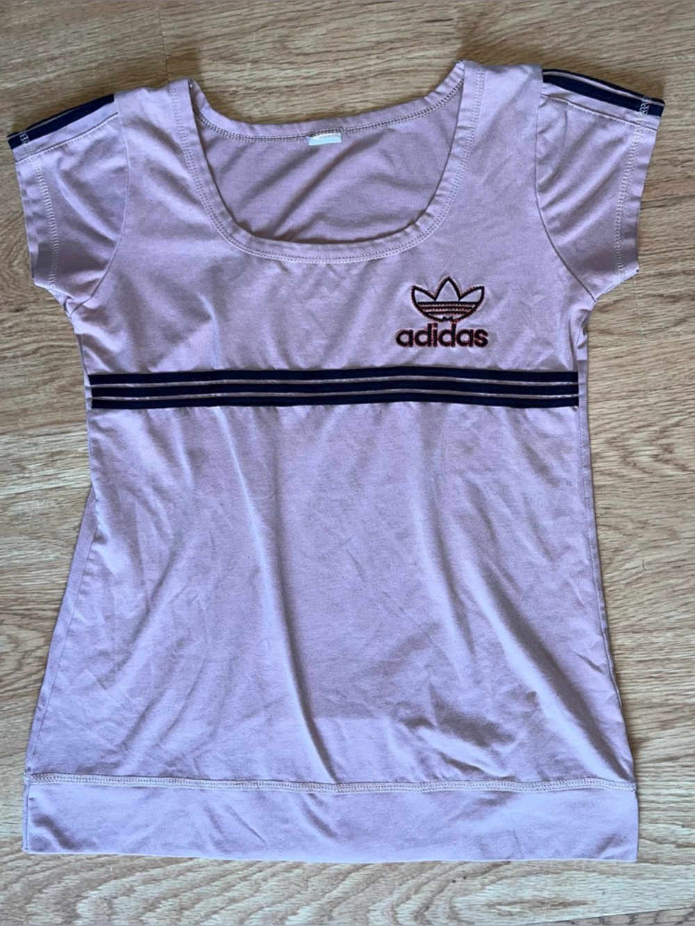 Vintage Adidas Pink Logo Tee | Y2K Sporty Striped Top | Fitted Baby Tee
